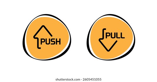 Pull and push sign on white background