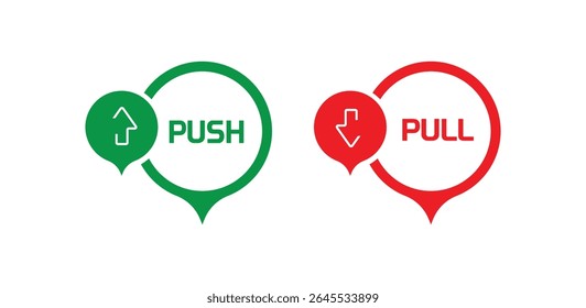 Pull and push sign on white background