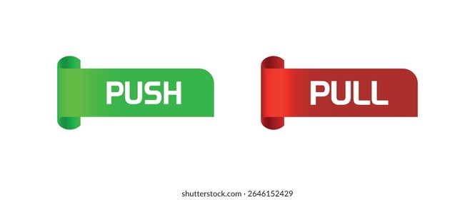 Sinal de puxar e empurrar no plano de fundo branco