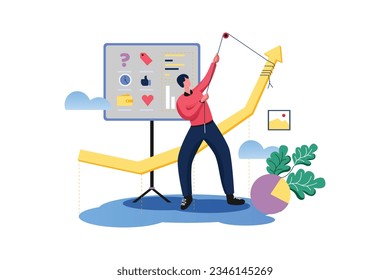 Kit de iluminación de líneas de marketing de negocios de vectores