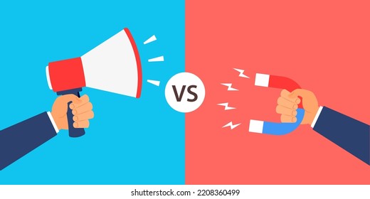 Pull vs push strategy image. Clipart image