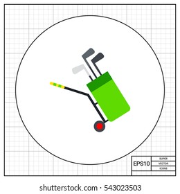 Pullcart with Golf Clubs Icon
