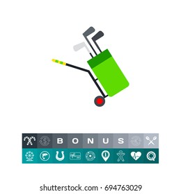 Pullcart with Golf Clubs Icon