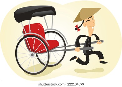 Pulled Rickshaw Illustration