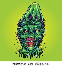 Pulled Skin Face Zombie Halloween Vector illustrations for your work Logo, mascot merchandise t-shirt, stickers and Label designs, poster, greeting cards advertising business company or brands.