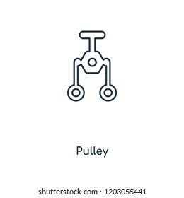 Pulley concept line icon. Linear Pulley concept outline symbol design. This simple element illustration can be used for web and mobile UI/UX.