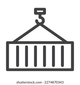 pulley and container crane icon vector isolated on background