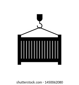 Pulley  & Container Icon - Shipping Vector Sign & Symbol in Glyph Style for Design, Presentation or Website.