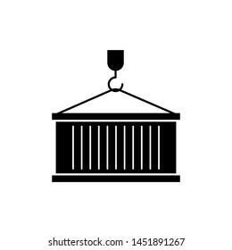 Pulley  & Container Icon - Shipping Vector Sign & Symbol in Glyph Style for Design, Presentation or Website.
