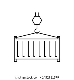 
Pulley  & Container Icon -  Shipping Vector Sign & Symbol in Line Art Style for Design, Presentation or Website.