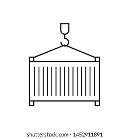 
Pulley  & Container Icon -  Shipping Vector Sign & Symbol in Line Art Style for Design, Presentation or Website.