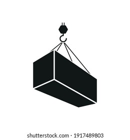 Pulley and container. Icon. Simple flat vector illustration on a white background.