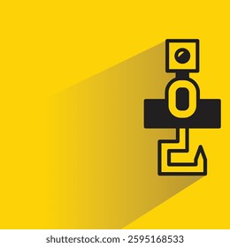 pulley crane hook icon on shadow yellow background