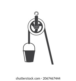 pulley to draw water from the well, vector art.