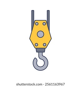 Pulley Hook Icon Illustration in Flat Style .Ideal for construction, engineering, and industrial design projects.