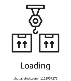 
A pulley with hook loading cargo boxes, 
