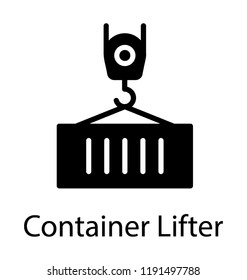 Pulley hook to uplift containers, freight container icon design