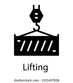 Pulley hook to uplift containers, freight container icon design