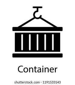 Pulley hook to uplift containers, freight container icon design