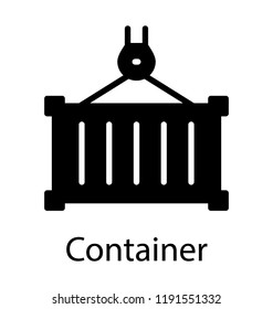 Pulley hook to uplift containers, freight container icon design