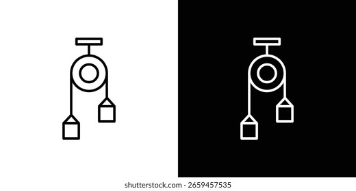 Ícone de roldana para conceito e design gráfico. Coleção de ícones de vetor de estilo preto de alta qualidade