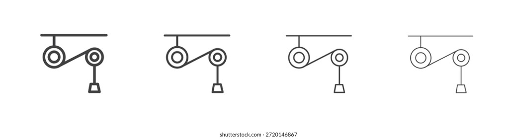 Concepto de icono de polea Pictograma lineal. Ilustración de elemento simple.