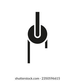 Pulley icon. Construction tool icon for lifting. Vector illustration. Eps 10.