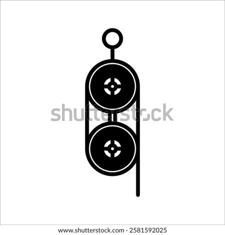 Pulley icon. Construction tool icon for lifting. Vector illustration, on white background.