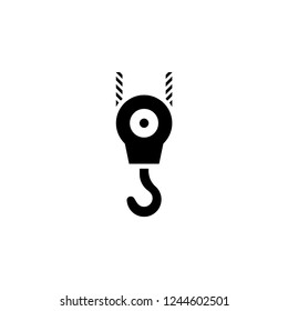 Pulley Icon. Crane Hook Vector Sign & Symbol Illustration. 