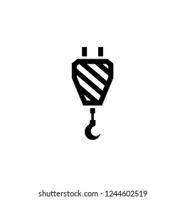 Pulley Icon. Crane Hook Vector Sign & Symbol Illustration. 