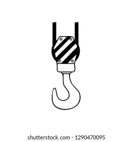 Pulley Icon. Crane Hook Vector Sign & Symbol Illustration.