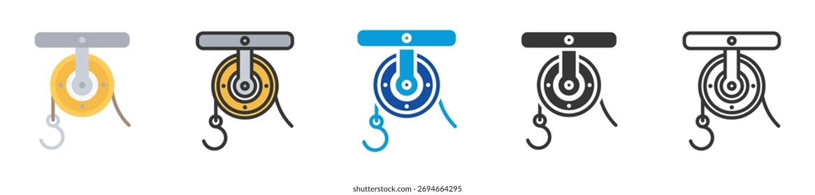 pulley icon set multi style various collection