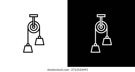 Icono de la polea. Símbolo plano simple. Ilustración de pictograma de contorno negro perfecto