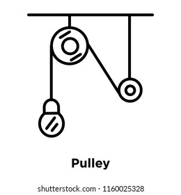 Pulley icon vector isolated on white background, Pulley transparent sign , sign and symbols in thin linear outline style