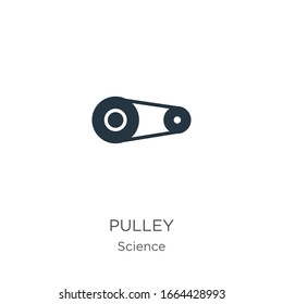 Vektorillustration des Pulley-Symbols. Trendy, flaches Pulleysymbol aus der Wissenschaftssammlung einzeln auf weißem Hintergrund. Vektorillustration-Illustration kann für Web- und Mobile-Grafikdesign, Logo, eps10 verwendet werden