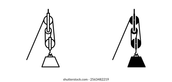 Pulley icons in outline and fill. vector illustration for ui.