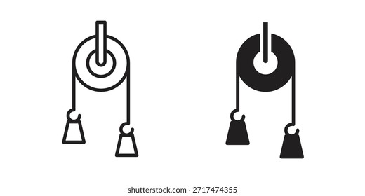 Ícones de polia. Pixel perfeito. Ícone de contorno de vetor. Conceito de logotipo plano.
