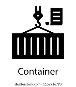 
Pulley loading a container and paper alongside commemorating for package list 
