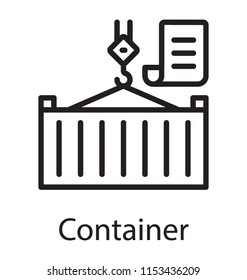 
Pulley loading a container and paper alongside commemorating for package list 
