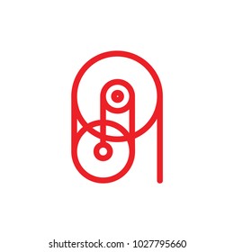 Pulley Machine Symbol Logo Vector