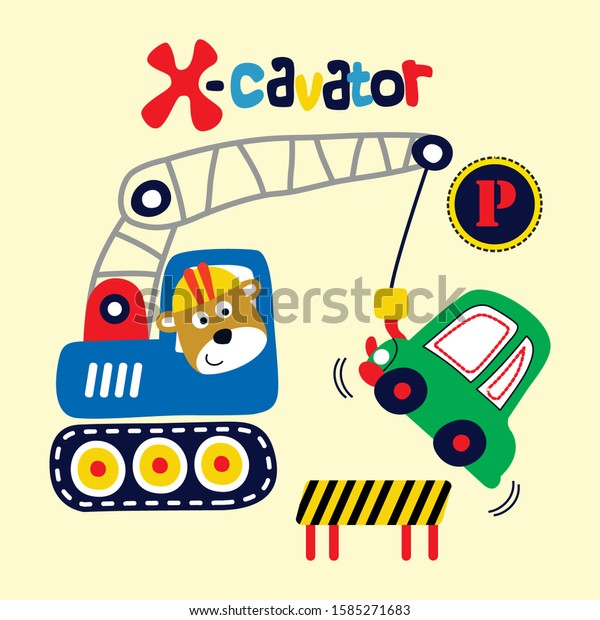 Pulley Machines Pulling Car Cartoon Vector Stock Vector (Royalty Free ...