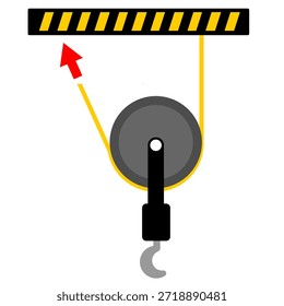 Pulley mechanism for learning education. Movable pulley. STEM physic graphic resources vector illustration