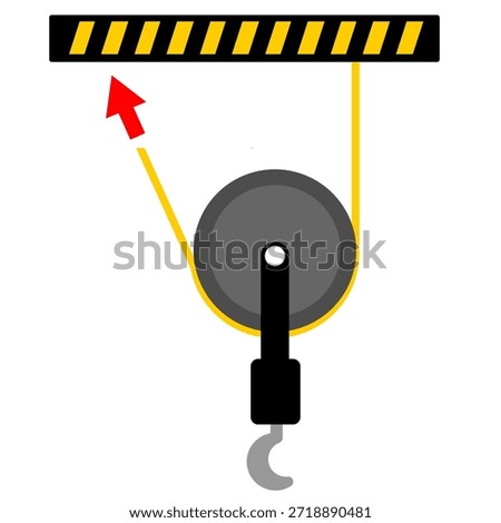 Pulley mechanism for learning education. Movable pulley. STEM physic graphic resources vector illustration