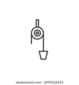 Pulley outlined icon isolated on white background