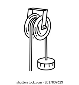 Pulley is Part of Mechanical Equipment Device Hand Drawn Vector Icon Set.