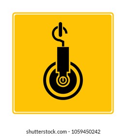 pulley symbol in yellow background