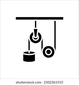 Icono del sistema de polea o logotipo aislado símbolo Ilustración vectorial. Aislado sobre fondo blanco.