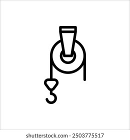 Icono del sistema de polea o logotipo aislado símbolo Ilustración vectorial. Aislado sobre fondo blanco.