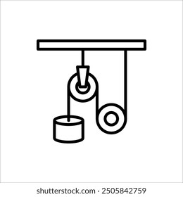 Pulley system icon or logo isolated sign symbol vector illustration. Isolated on white background.
