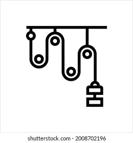 Pulley System Icon, Rope, Belt, Wheel, Pulley Power Transformation System Vector Art Illustration